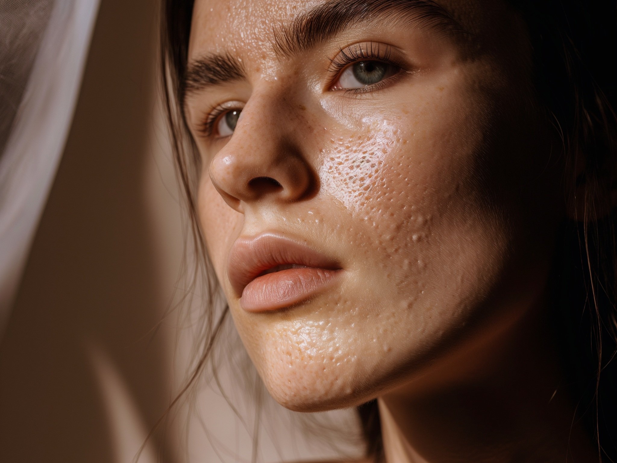 Close-up showing natural skin texture.